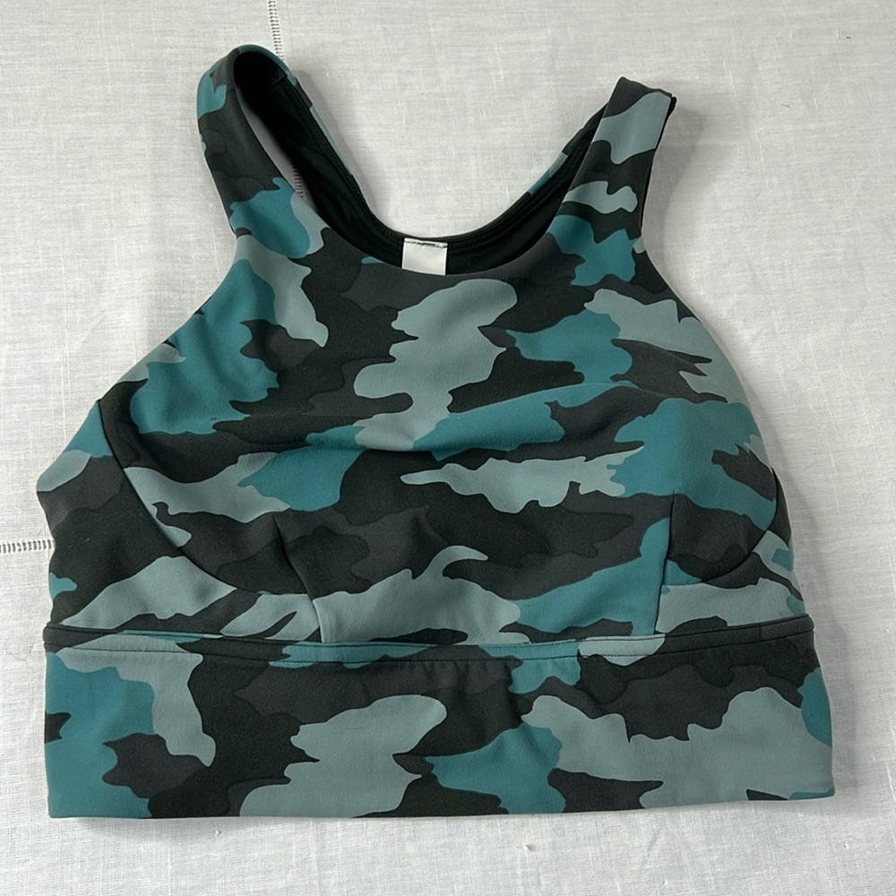 Lululemon Wunder Train Long-Line Bra Heritage 365 Camo Tidewater Teal size 6
